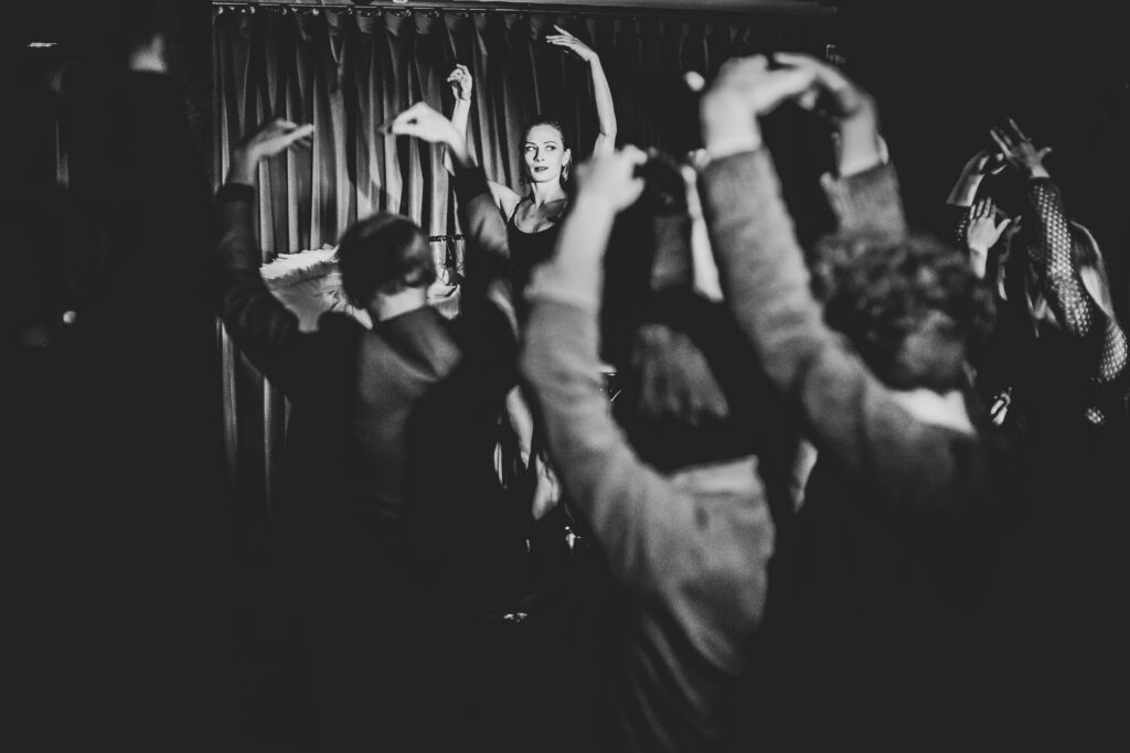 Audience interaction with Triinu Upkin in Ballet at the Bar.