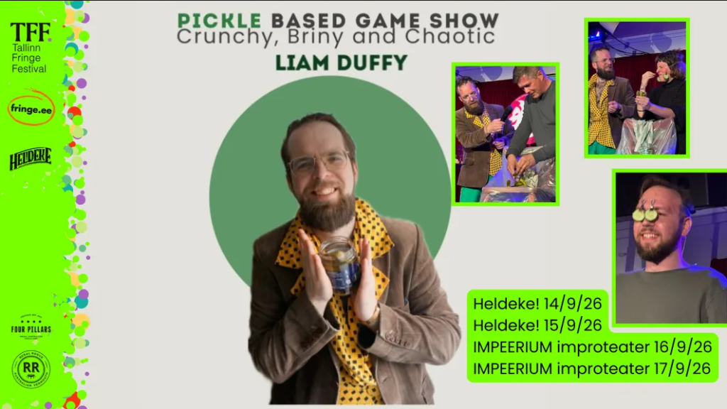 Pickle Based Game Show Crunchy, Briny and Chaotic promo image, Tallinn Fringe Festival 2026.